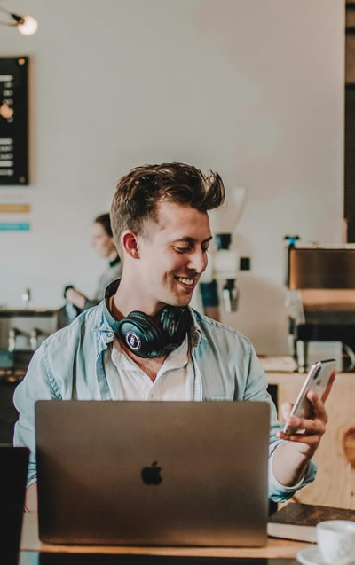 man looking at his phone